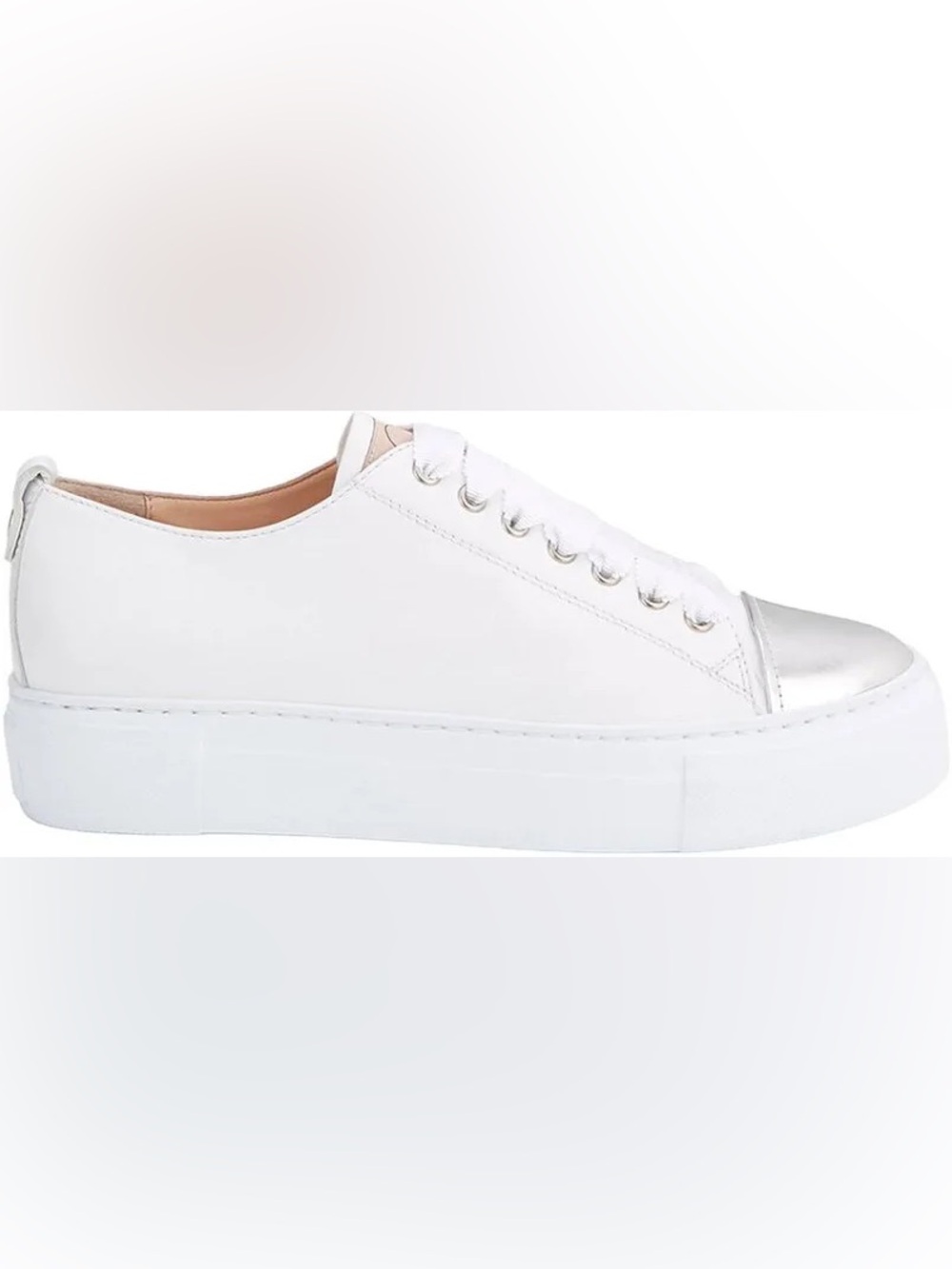 Agl White Low-Top Sneakers with Silver Toe Cap